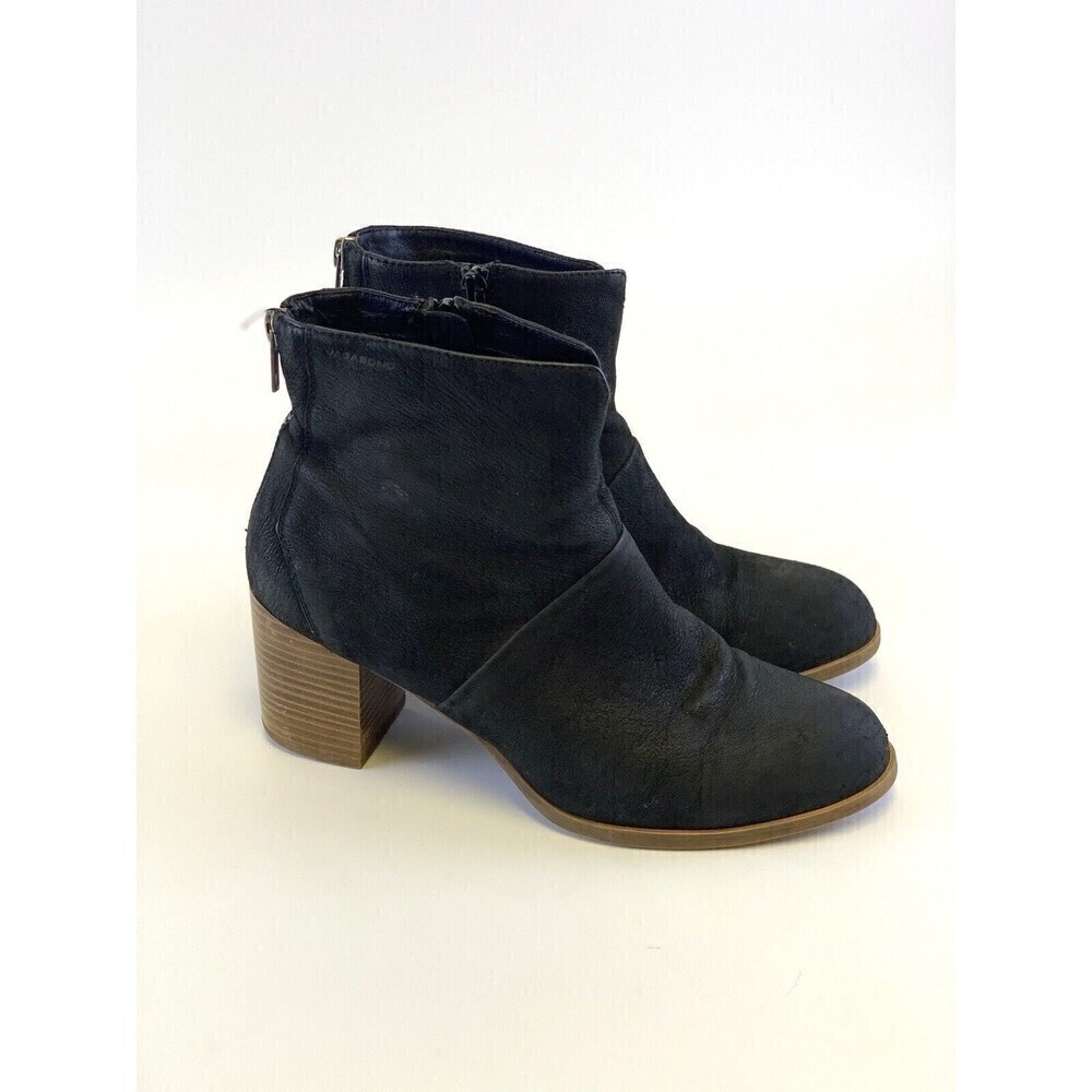 Vagabond Shoemakers Nubuck Ankle Boots Black Leather Block‎ Heel Womens 40 9.5
